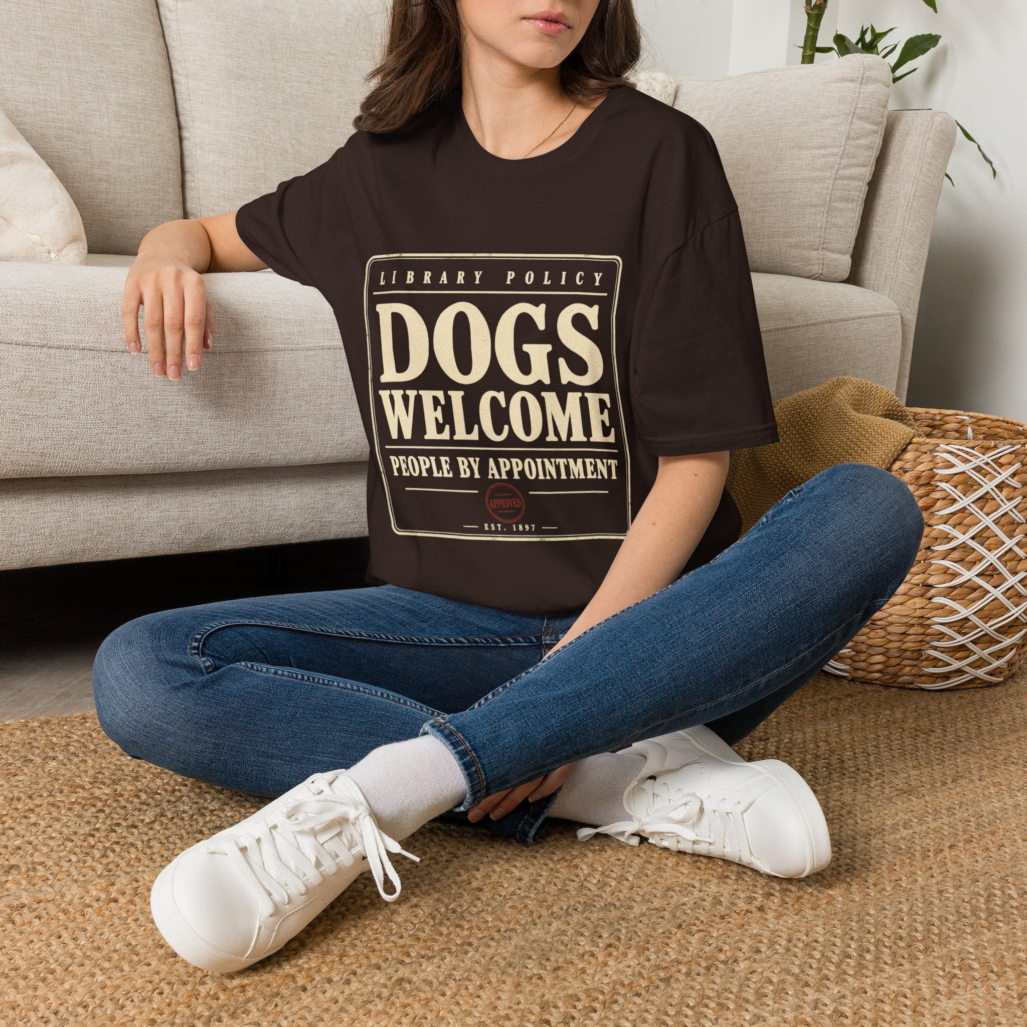 Dogs Welcome, People by Appointment Vintage Library Tee