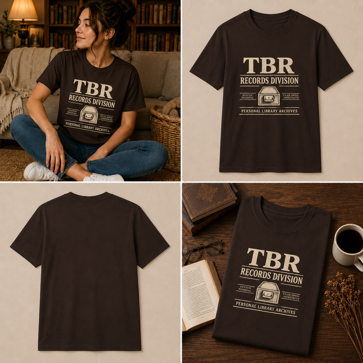 TBR Records Division Vintage Book Lover T-Shirt