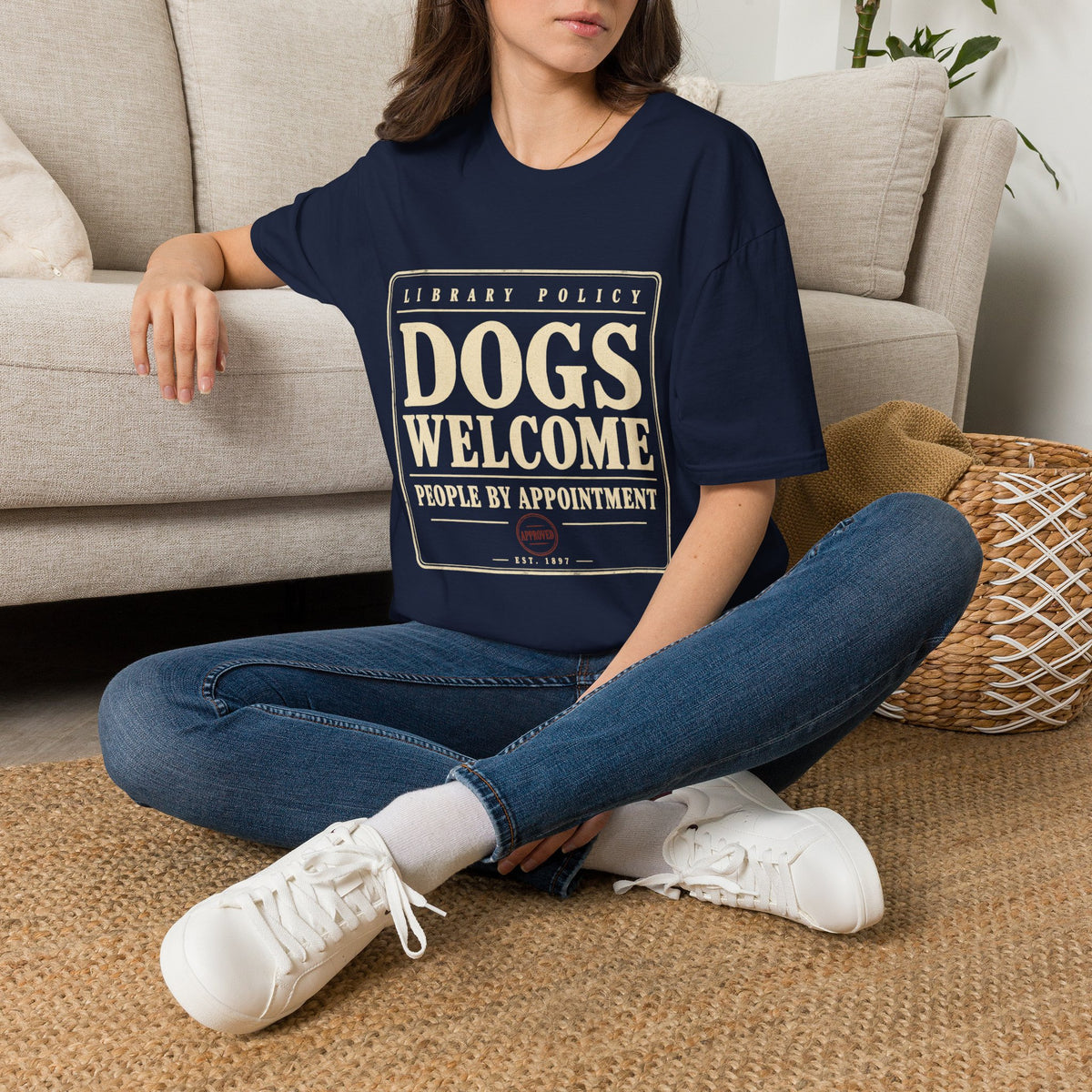 Dogs Welcome, People by Appointment Vintage Library Tee