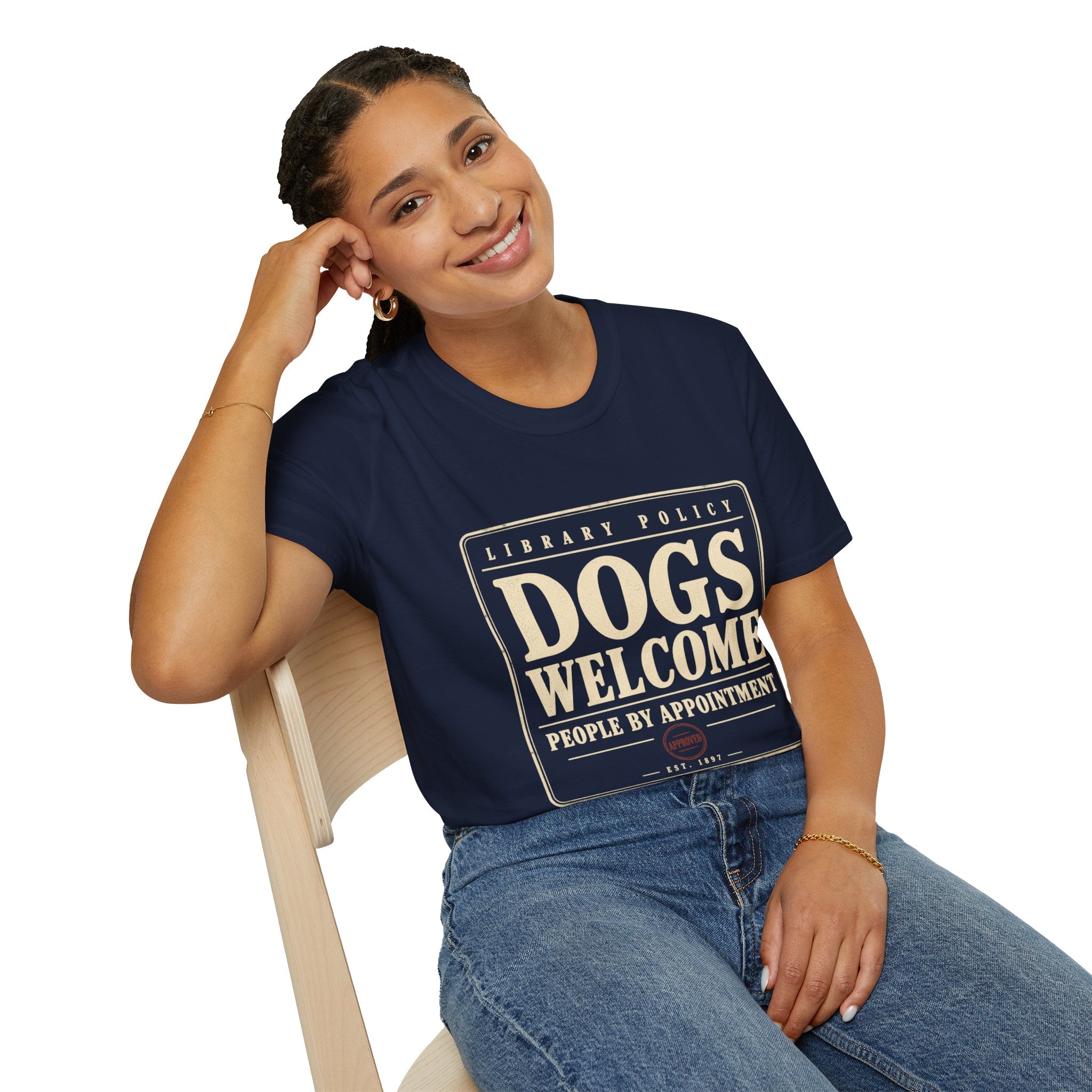 Dogs Welcome, People by Appointment Vintage Library Tee