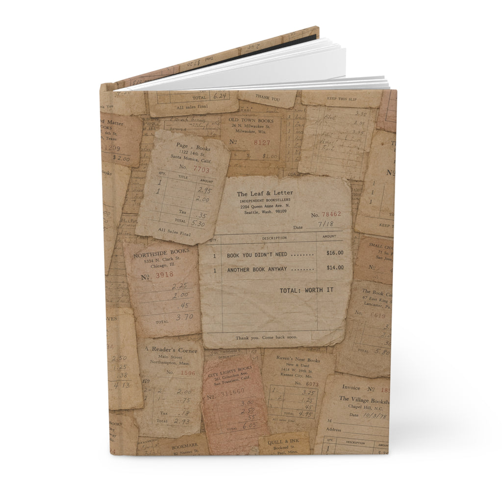 Vintage Bookstore Receipt Hardcover Journal