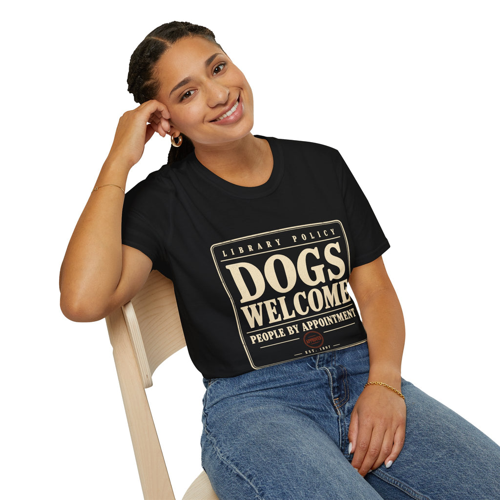 Dogs Welcome, People by Appointment Vintage Library Tee