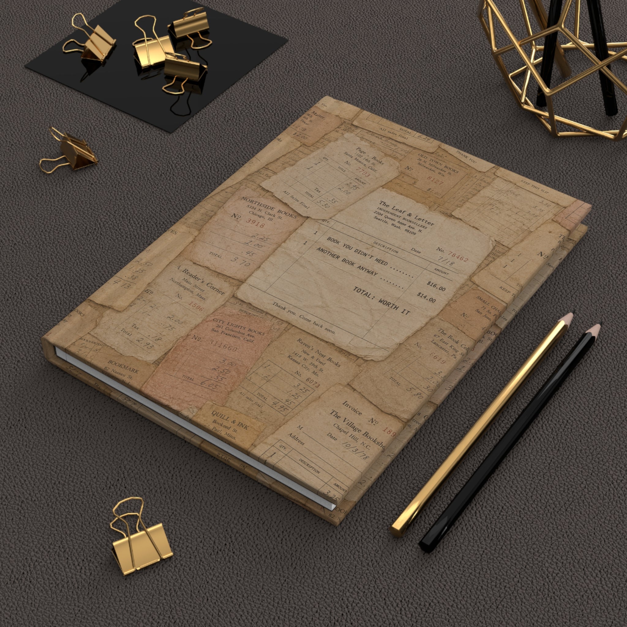 Vintage Bookstore Receipt Hardcover Journal