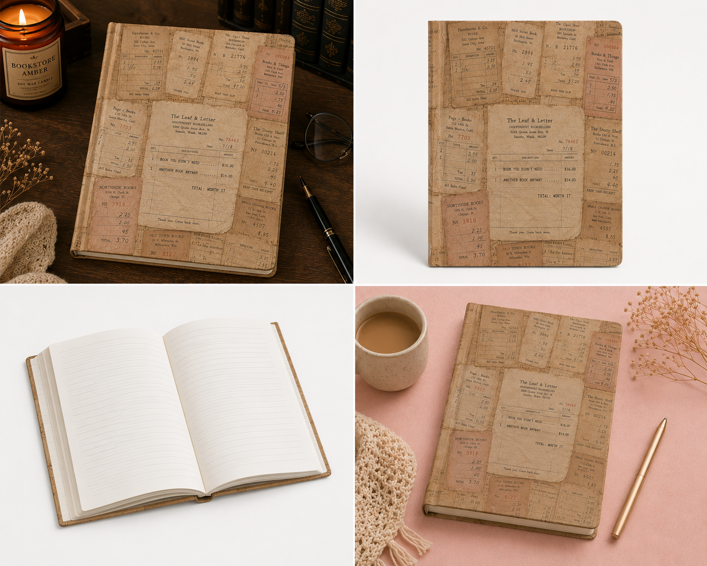Vintage Bookstore Receipt Hardcover Journal