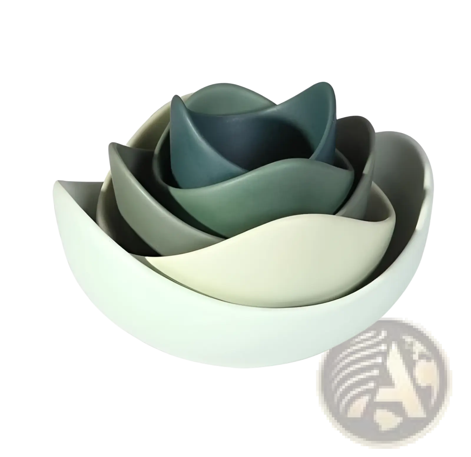 Ceramic Lotus Bowl Pastel Pink Nesting Flower Set