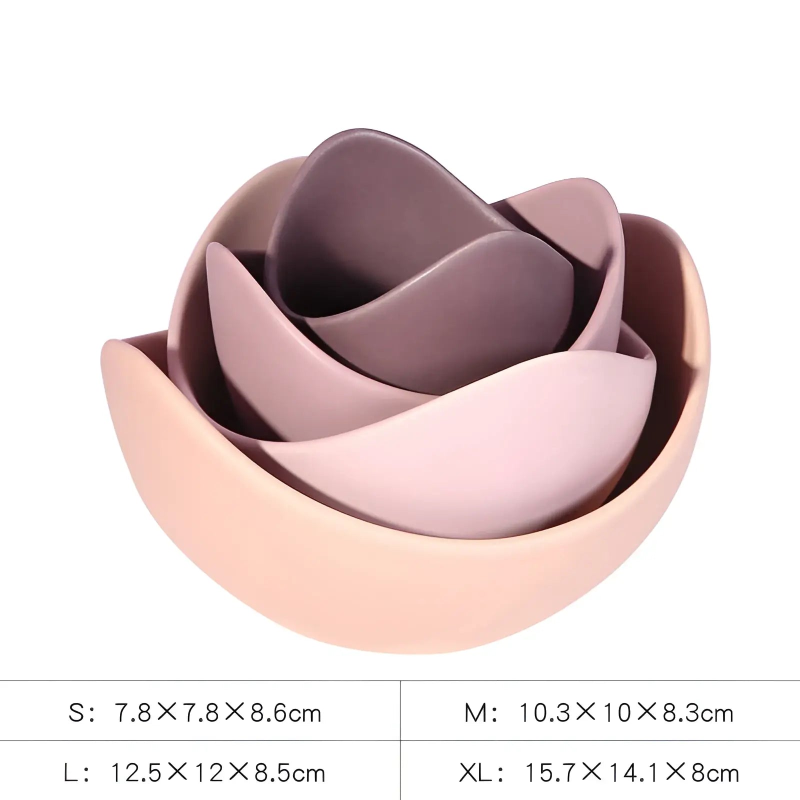 Ceramic Lotus Bowl Pastel Pink Nesting Flower Set